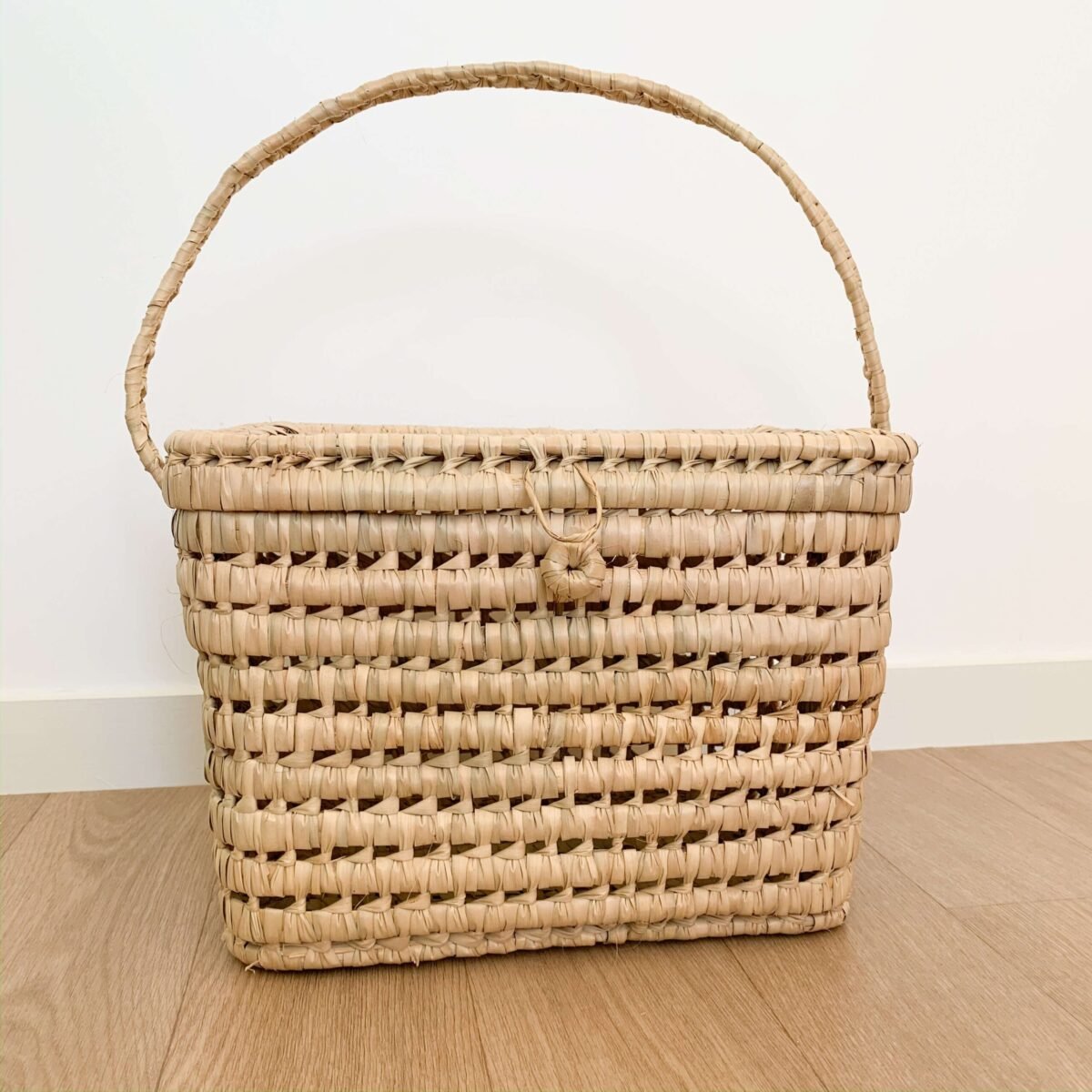Coffre Moyen en Feuilles de Palmier | Artisanat Marocain | 36x24x25 cm