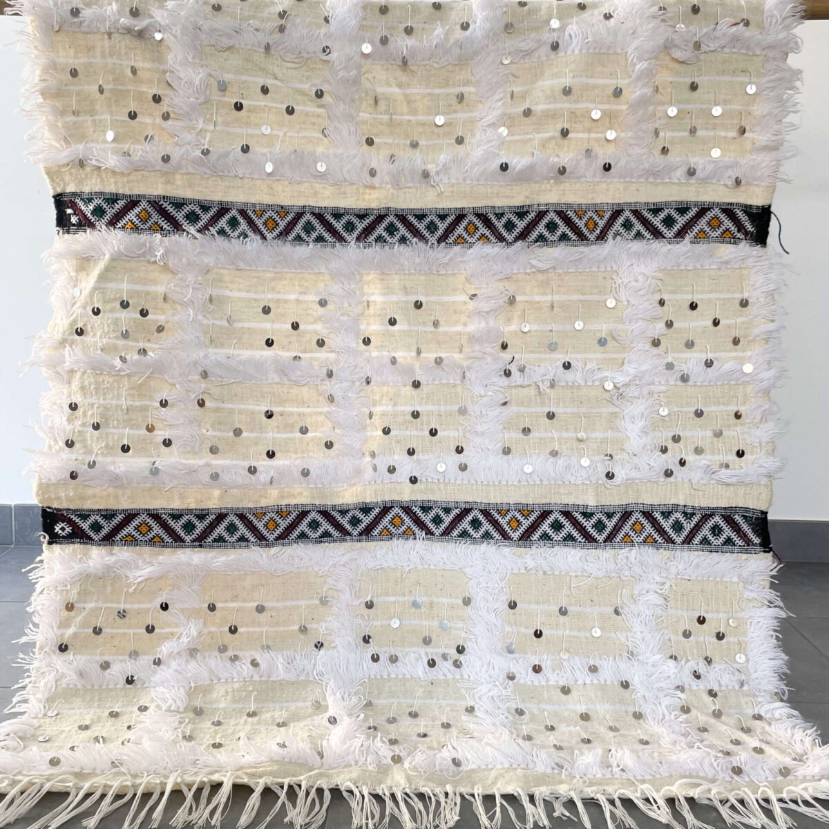 Couverture Berbère Laine Blanche