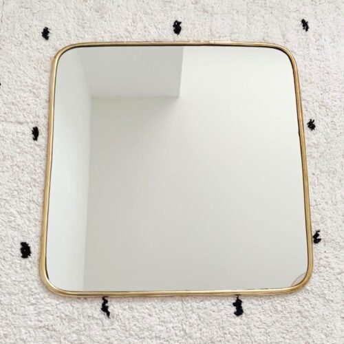 Miroir Carré en Laiton Fin | Décoration Murale | 40x40 cm