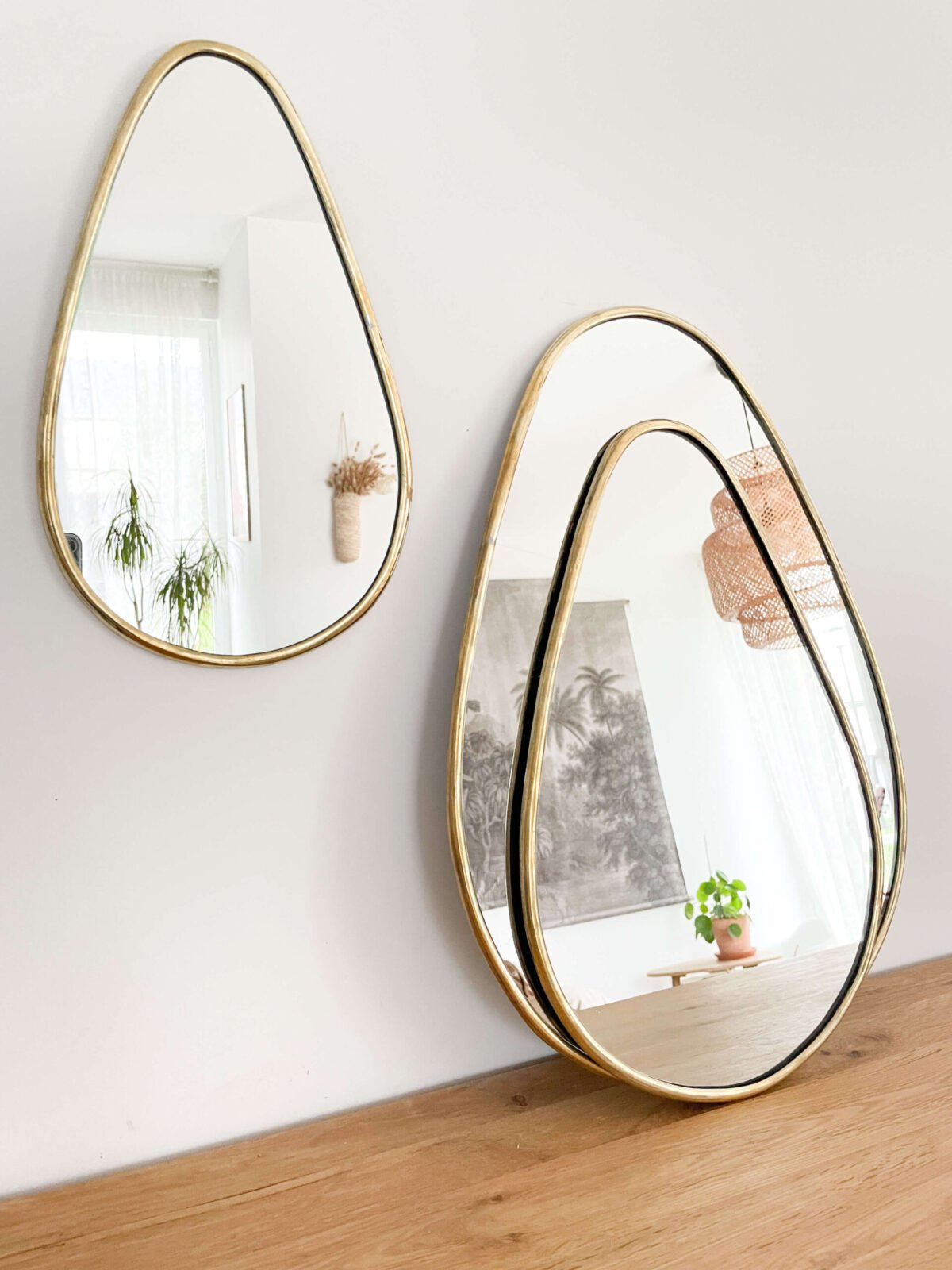 Miroir Galet en Laiton | Design Allongé | 3 Tailles