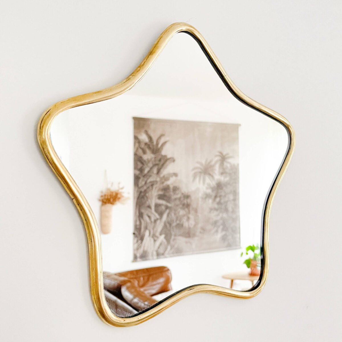 Miroir Étoile Artisanal en Laiton | 27x27 cm
