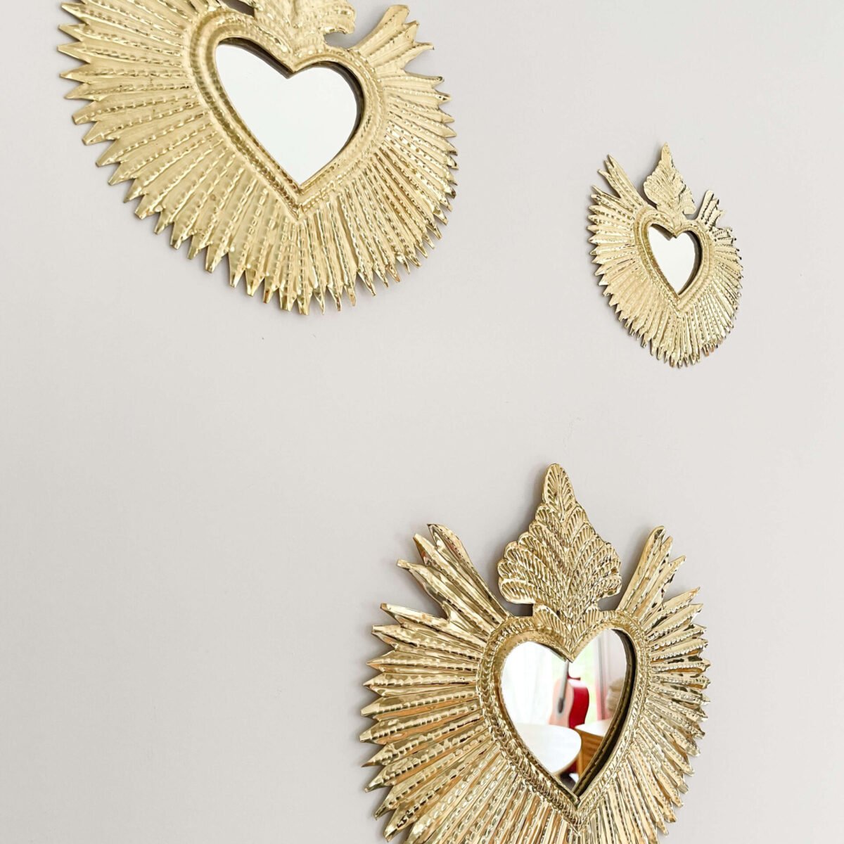 Miroir Façon Ex Voto "Cuore" en Laiton | 3 Tailles