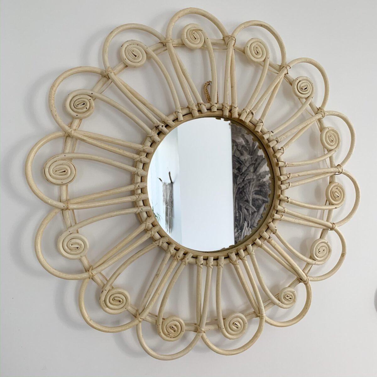 Miroir Paon en Rotin | Diamètre 60 cm