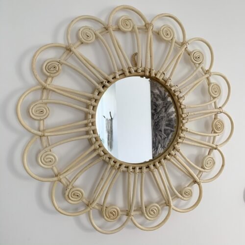 Miroir Paon en Rotin | Diamètre 60 cm