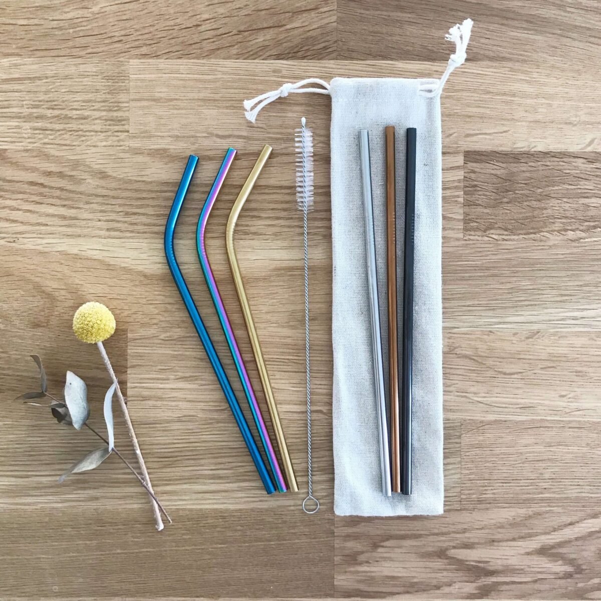 Pailles Réutilisables en Inox | Zéro Déchet | Couleurs et Formes au Choix