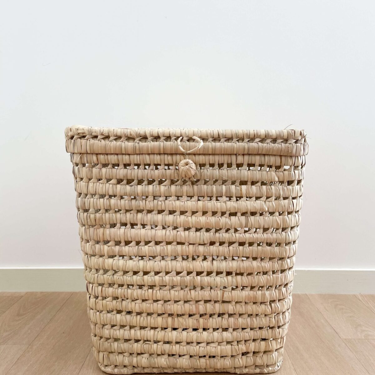 Panier à Linge Carré en Osier avec Couvercle | 41x40x34 cm