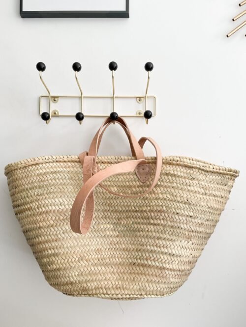Panier de Plage en Osier avec Anses en Cuir | Artisanat Marocain