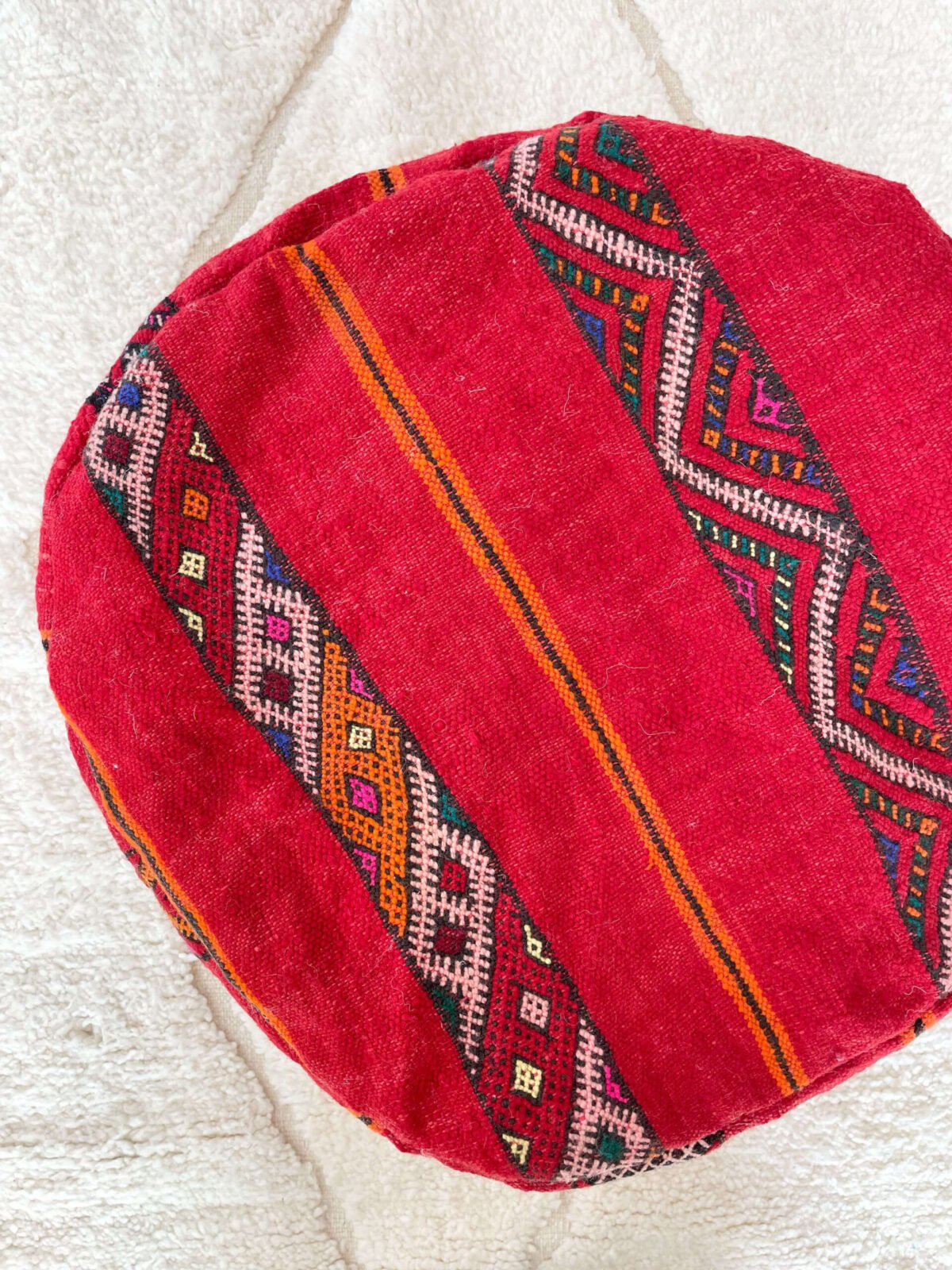 Pouf Berbère Rond Kilim en Laine | 58x35 cm