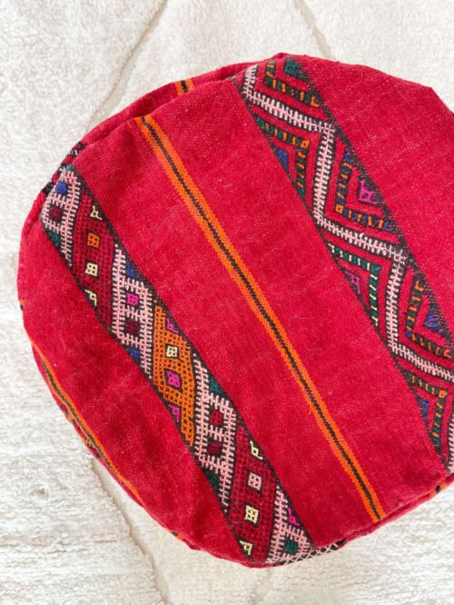Pouf Berbère Rond Kilim en Laine | 58x35 cm