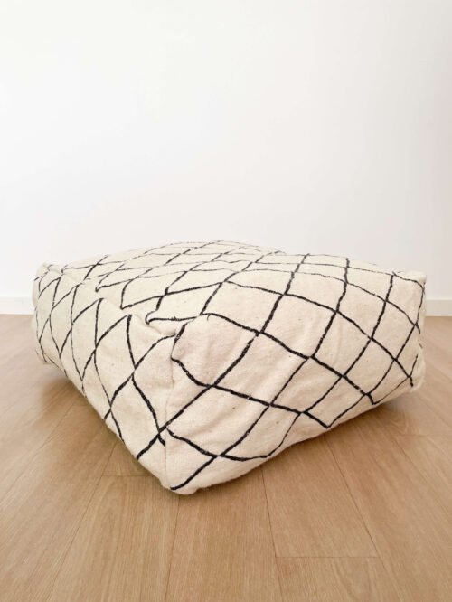 Pouf Kilim Noir Blanc