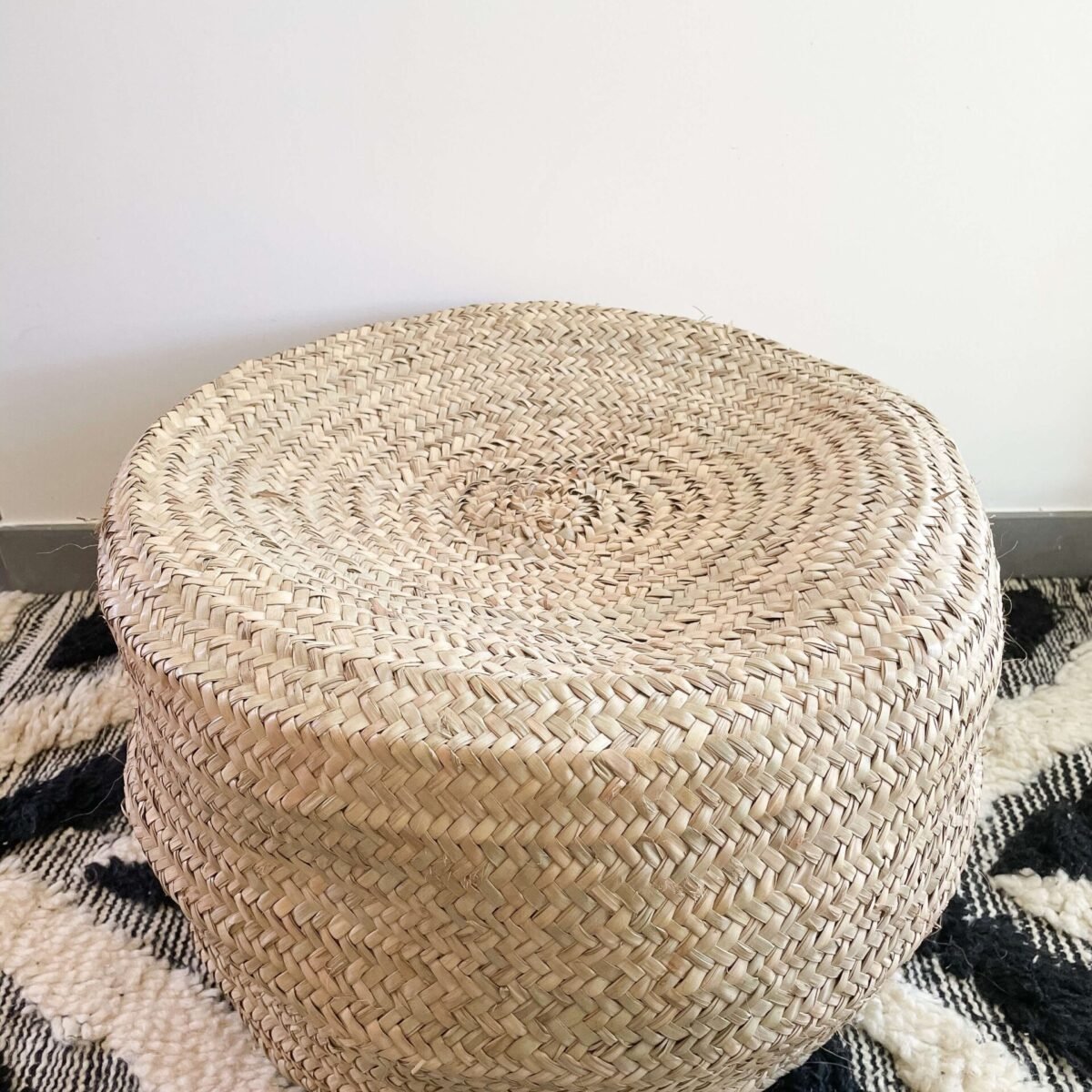 Pouf Rond en Osier Naturel Marocain | 50x30 cm