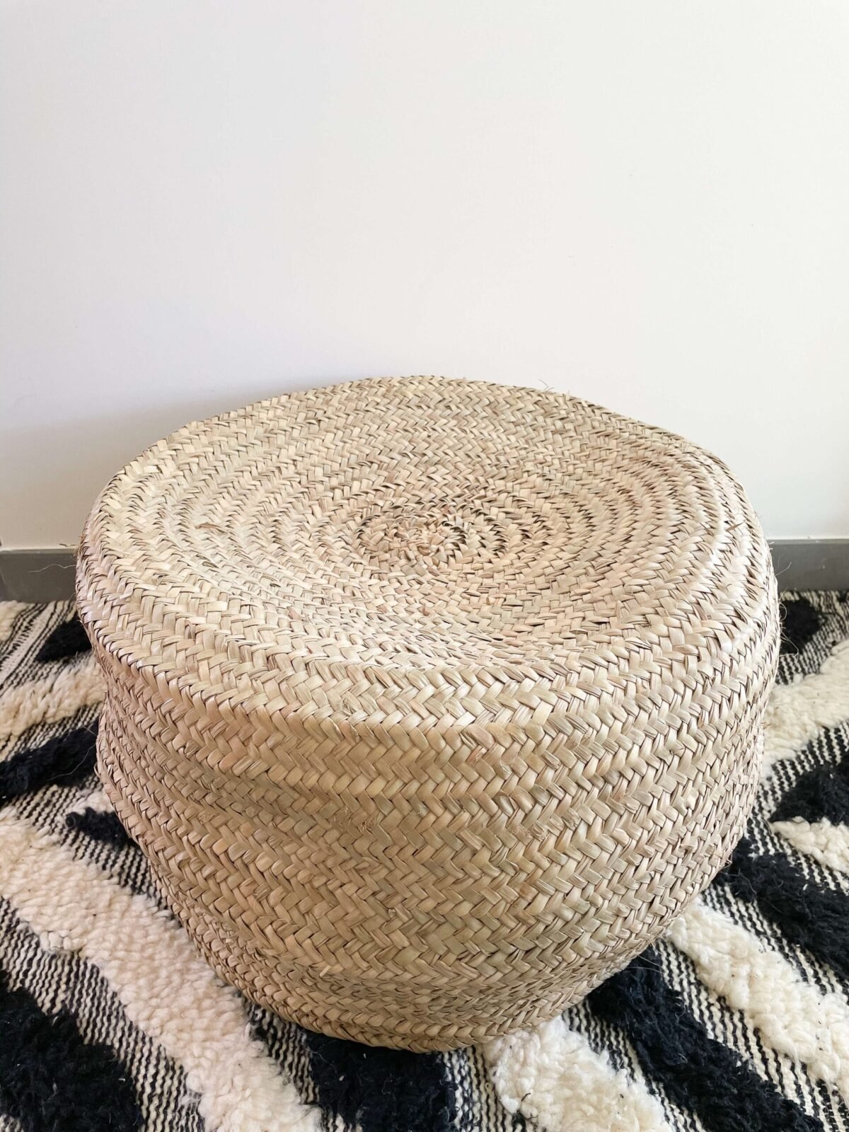 Pouf Rond en Osier Naturel Marocain | 50x30 cm