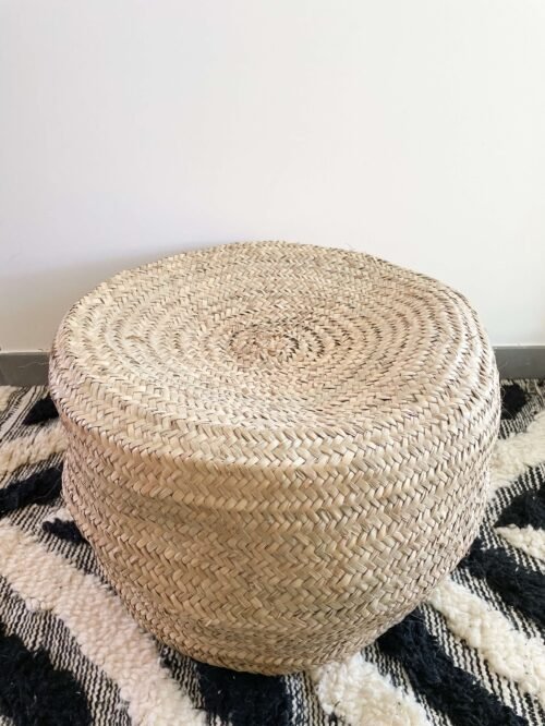 Pouf Rond en Osier Naturel Marocain | 50x30 cm