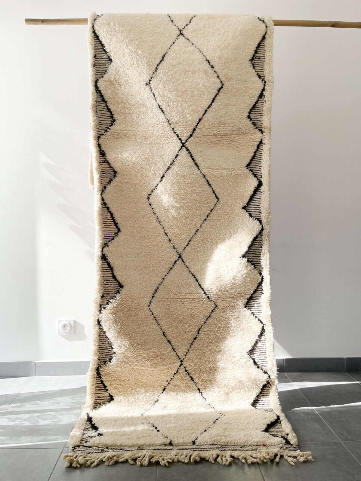 Tapis Berbère Couloir Fait Main | 307x86 cm | Laine Naturelle