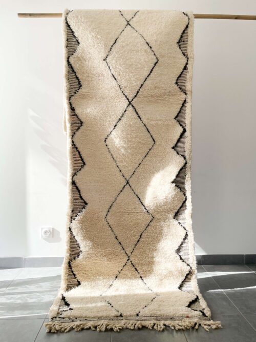 Tapis Berbère Couloir Fait Main | 307x86 cm | Laine Naturelle