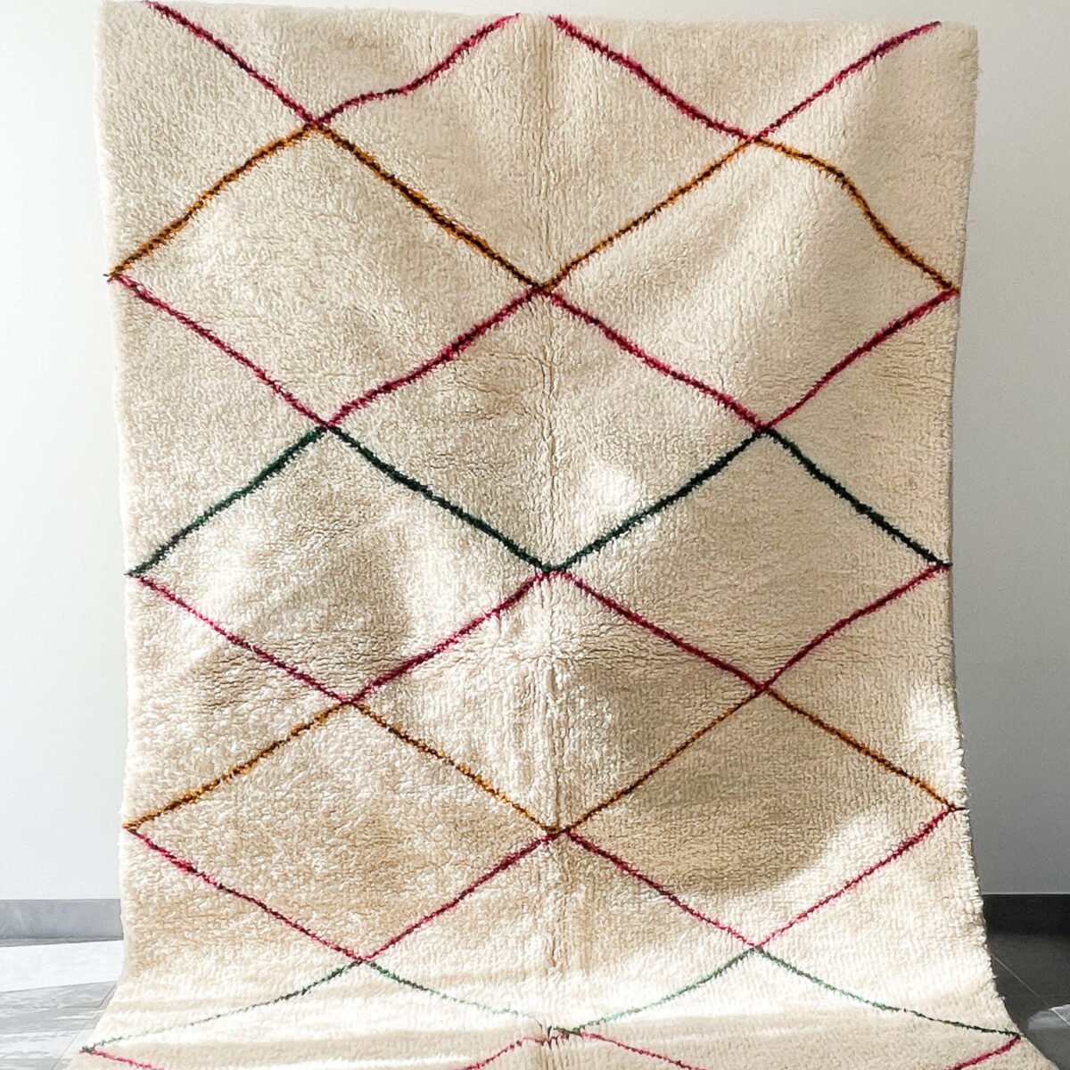 Tapis Berbère Marocain Fait Main | 233x157 cm | Laine Naturelle