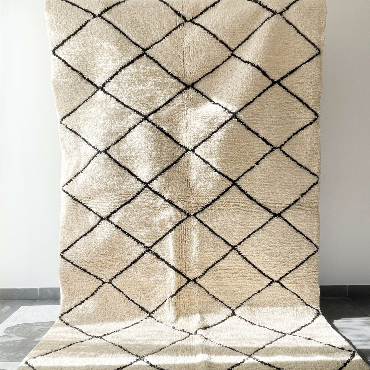 Tapis Berbère Noir et Blanc | 258x153 cm | Laine Naturelle