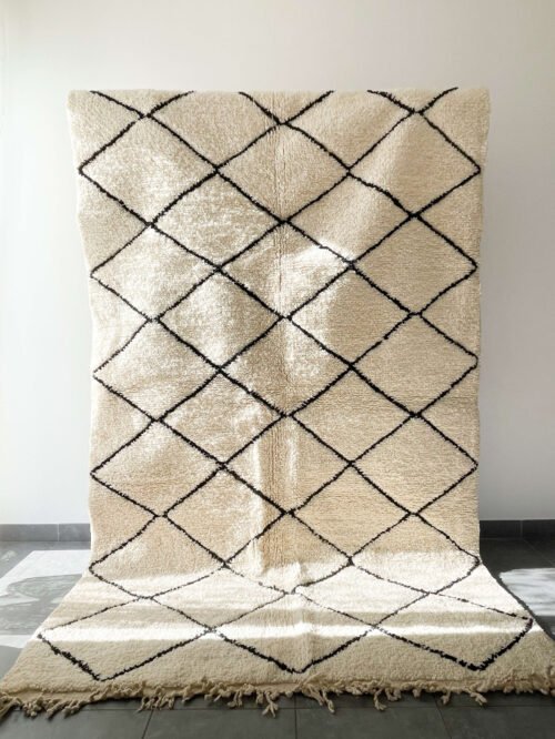 Tapis Berbère Noir et Blanc | 258x153 cm | Laine Naturelle