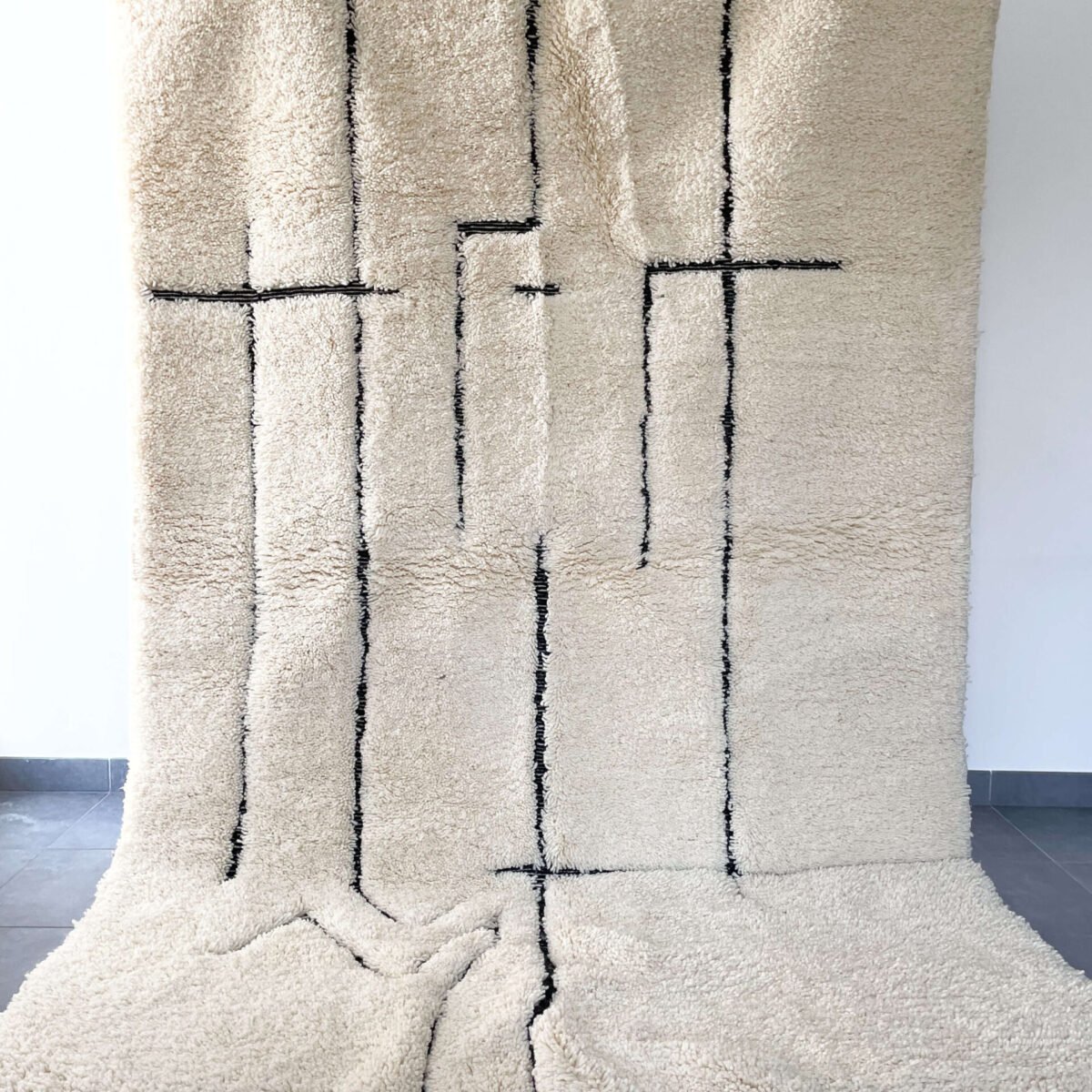 Tapis Berbère Noir et Blanc en Laine | 267x167 cm | Fait Main