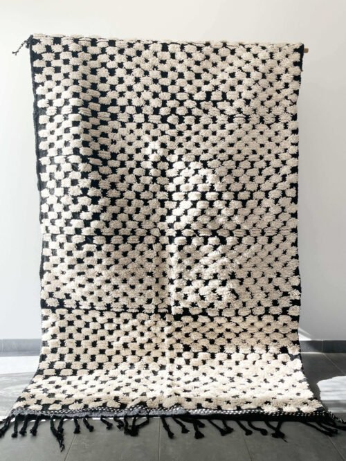 Tapis Berbère Noir et Blanc en Laine | Plusieurs Tailles | Fait Main