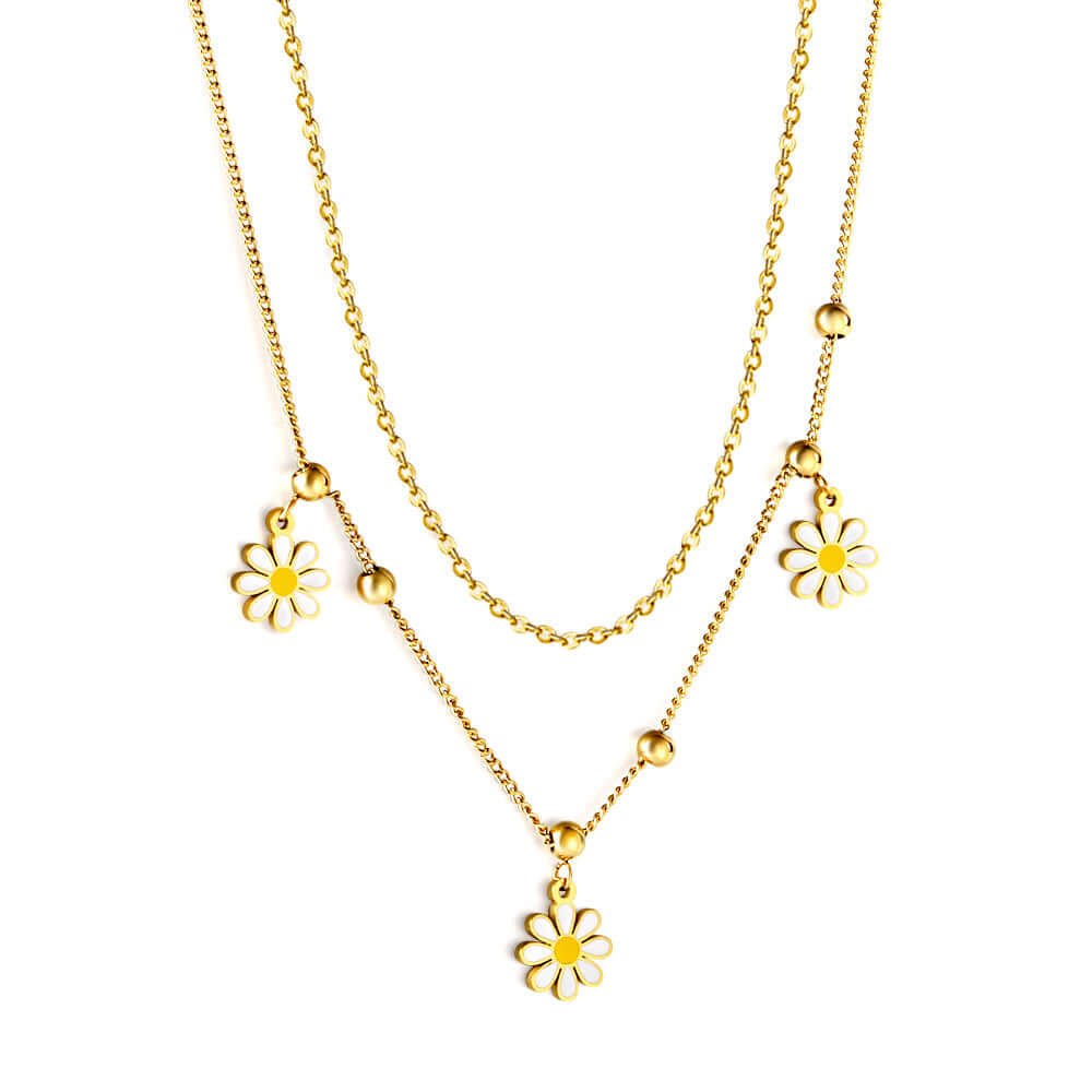 Collier fleur pastorale doré