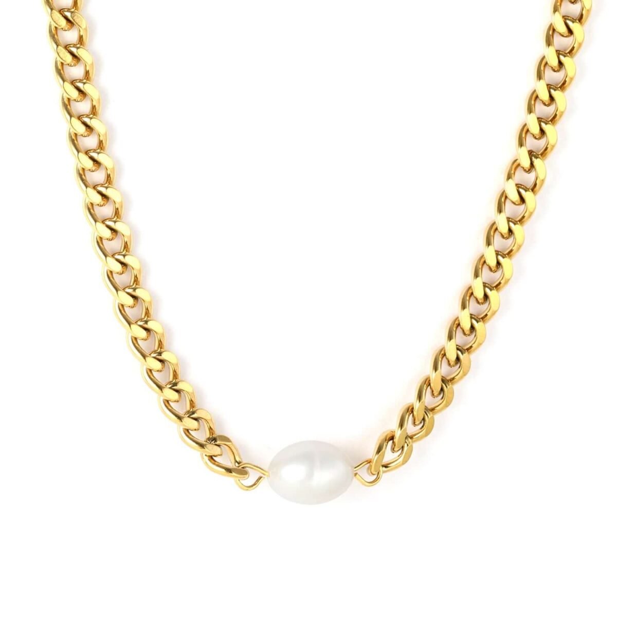 Collier doré en Perle d'eaux Douce