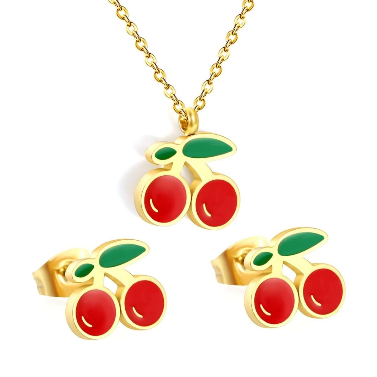 Ensembles Collier Boucles d'oreilles cerise