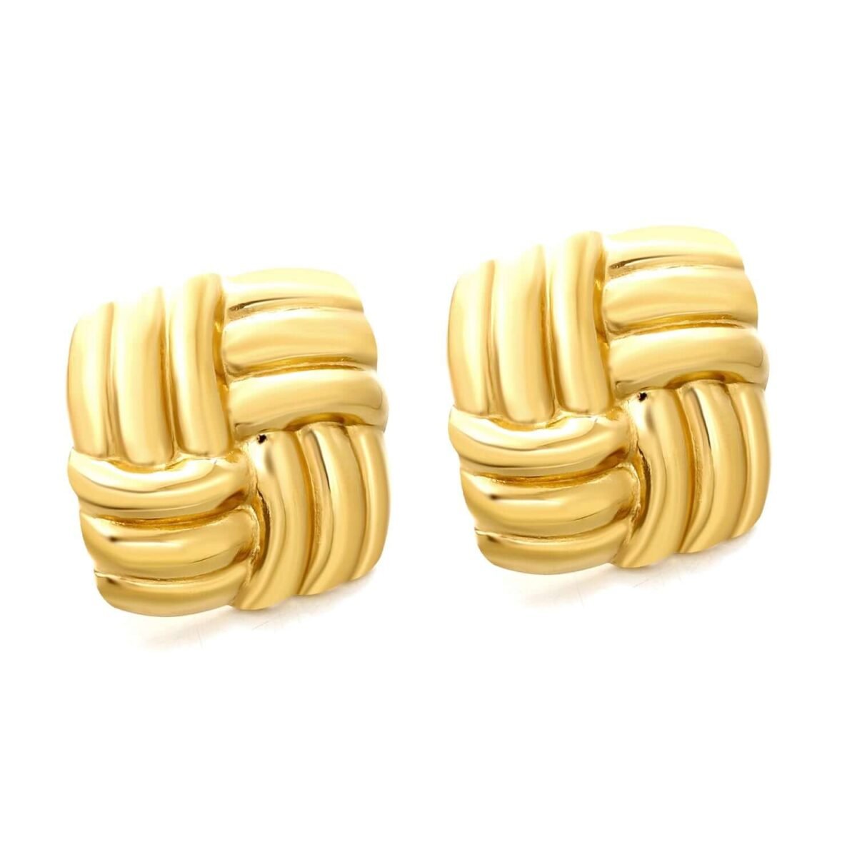 Boucles d'oreilles carrées tricotées