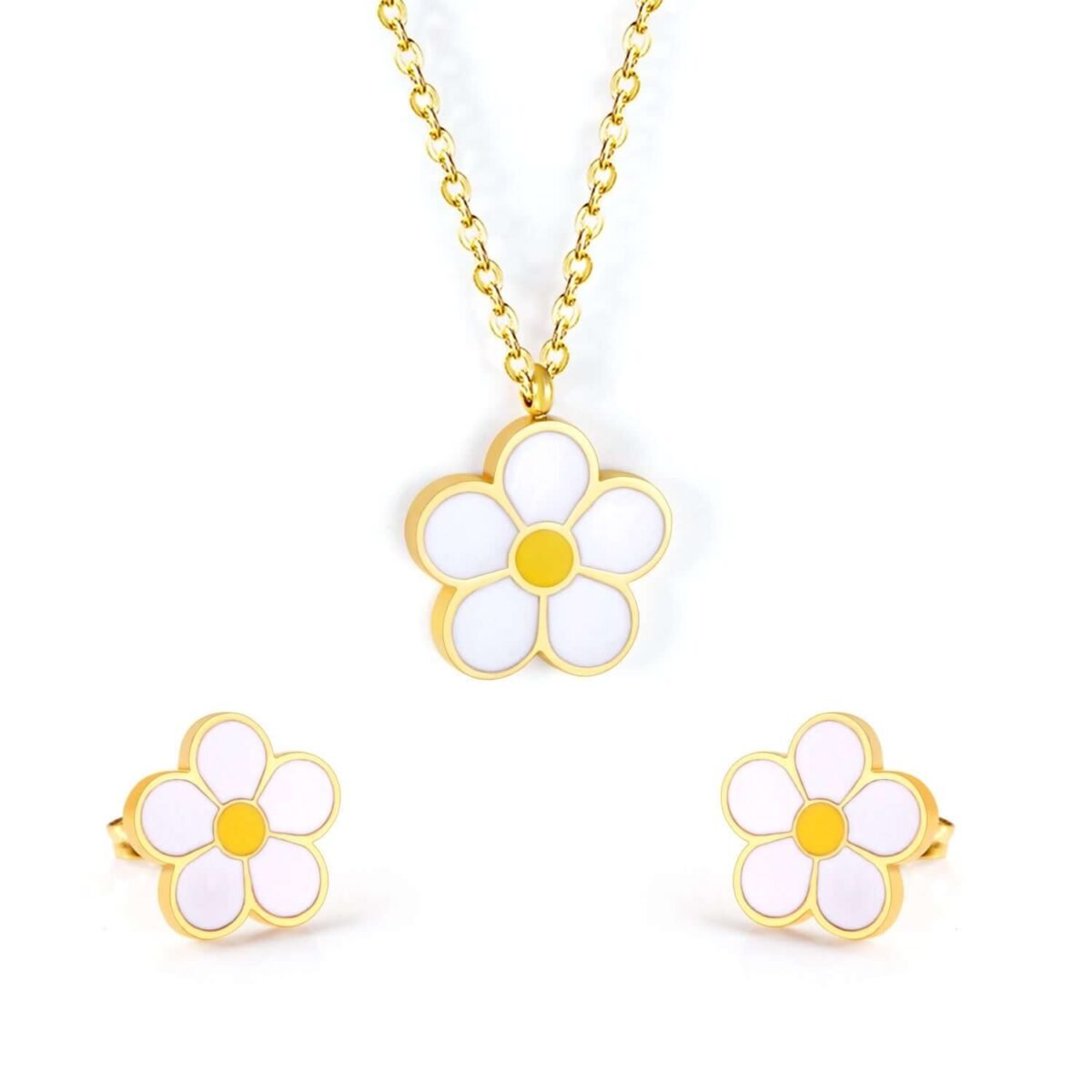 Collier et boucle d'oreille Marguerite