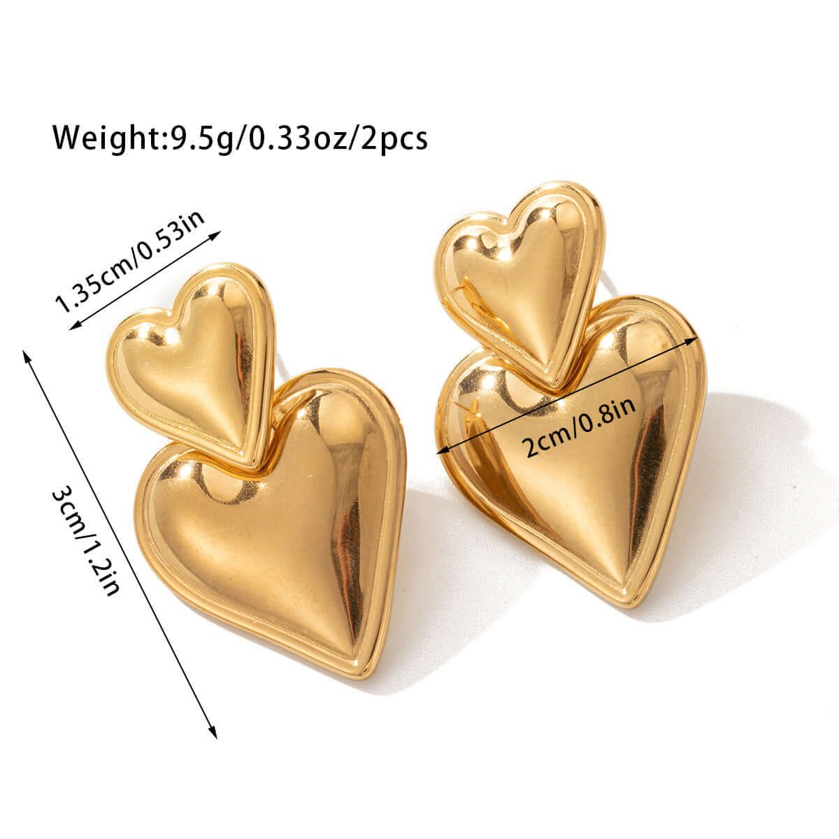 Boucles d'oreilles Cœur Pêche