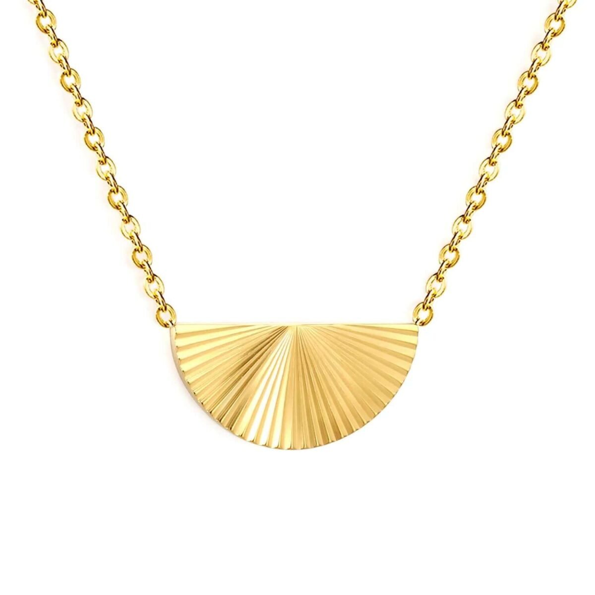 Collier pendentif demi-rond doré