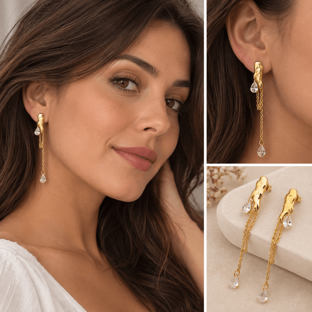 Boucles d’oreilles franges de diamants