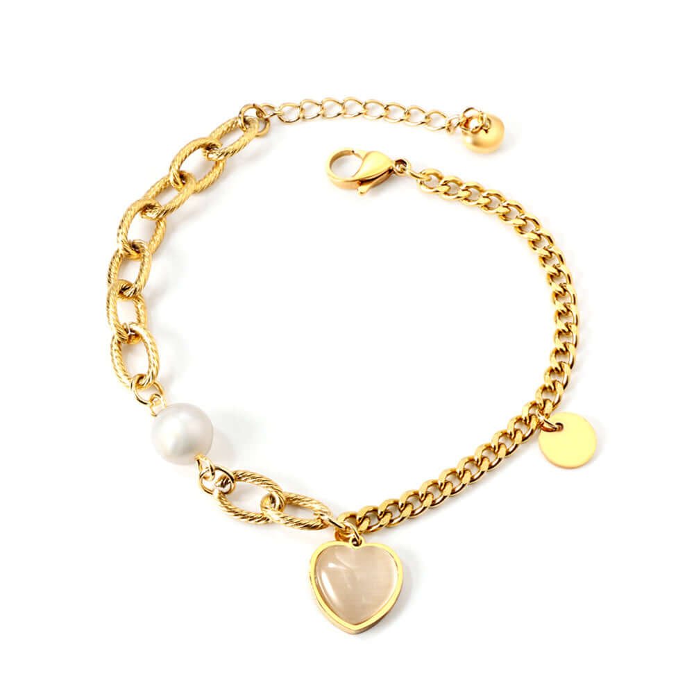 Bracelet Perle Pendentif Coeur