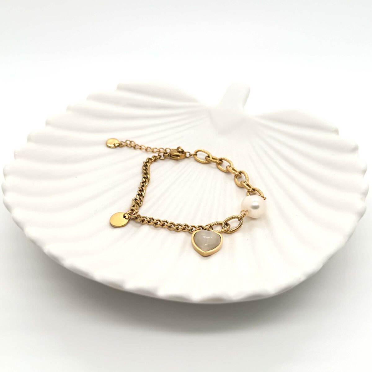 Bracelet Perle Pendentif Coeur