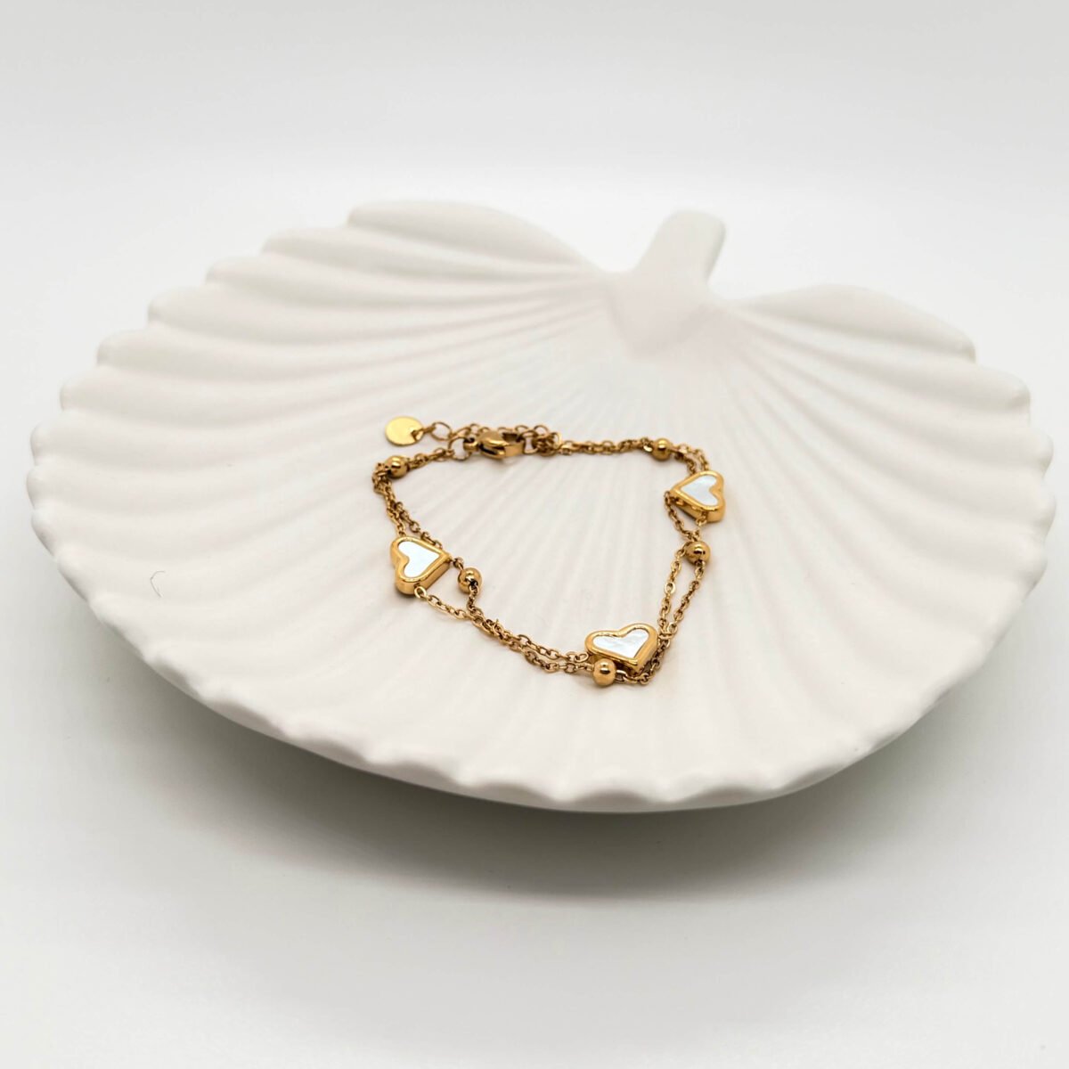 Bracelet chaine a Coeur Blanc