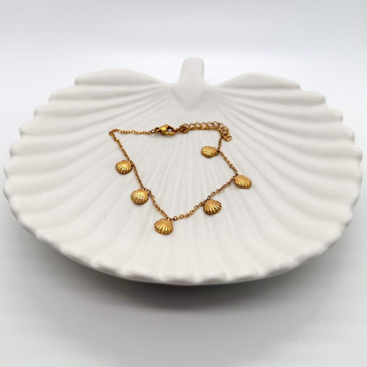 Chaine de Cheville coquillage doré