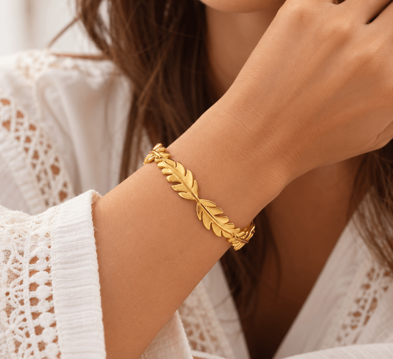 Bracelet a Feuille doré